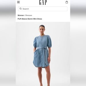 GAP Blue Buttoned Tie Front Mini Dress